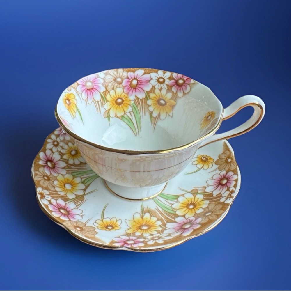 VTG Royal Albert ‘Maryland’ 2571 Bone China Teacup & Saucer Floral Daisies